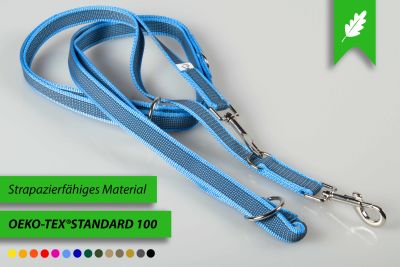 Super-Grip Strong Resistance | 4-fach verstellbare, gummierte Hundeleine aus PP | 20 mm Breite | ab 220 cm Länge | Karabinerwahl | wetterfest
